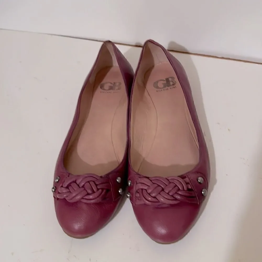 Gianni Gino Purple Leather Ballerina Flats with Braided Accents Size 6.5